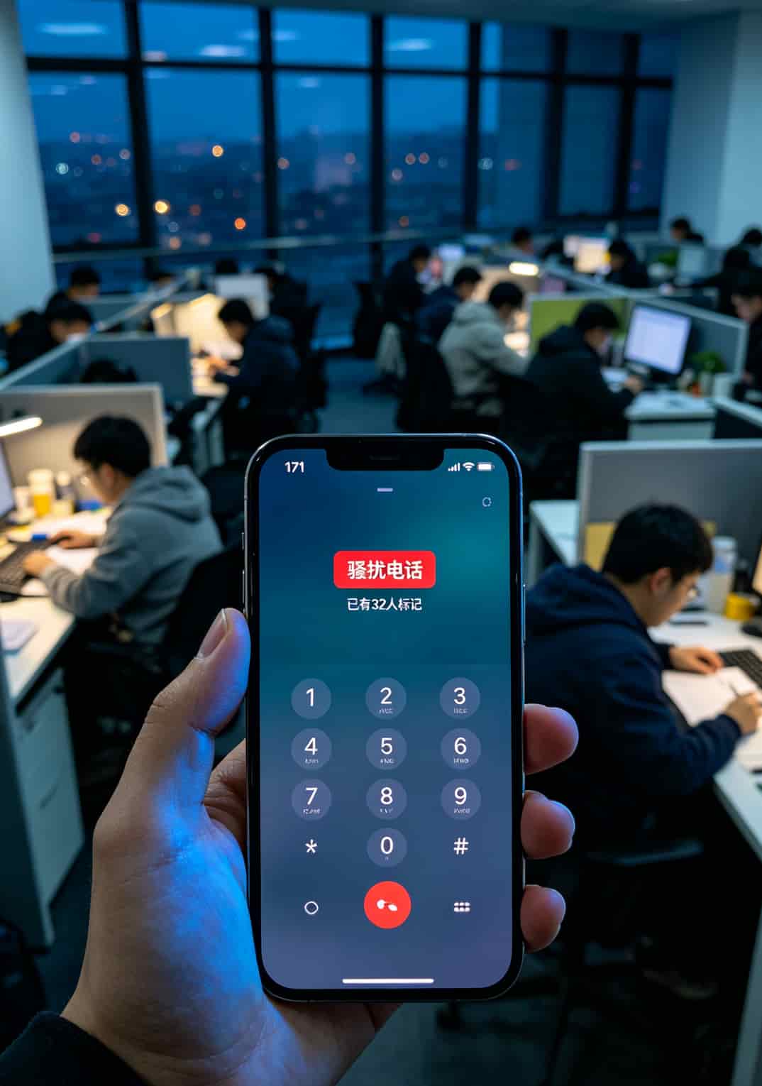 电销卡老换老封?改个**电信apn**,我一张卡用了11个月(附手把手设置) 手机拨号界面,屏幕上显示“骚扰电话”红色标记,号码是171开头