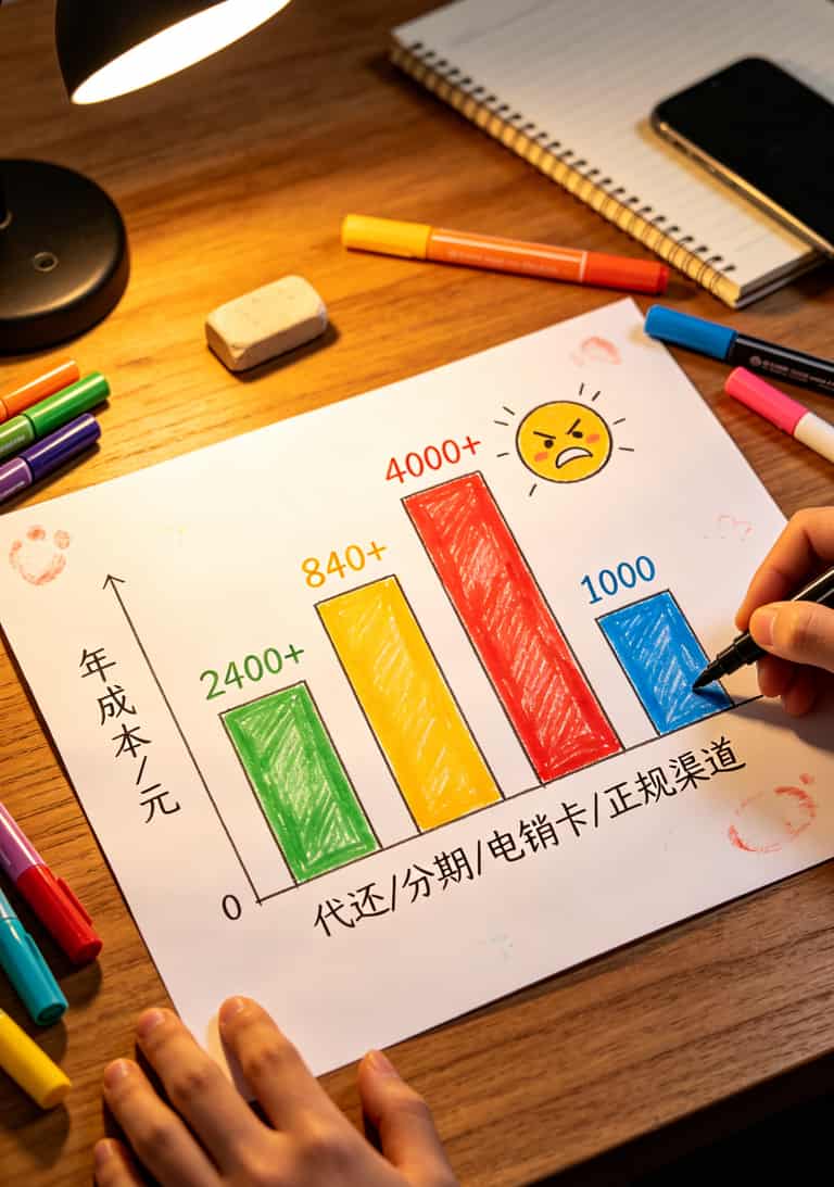 电信客服是多少?存好这个号码,我朋友靠它省下两万块 不同方式年成本对比柱状图