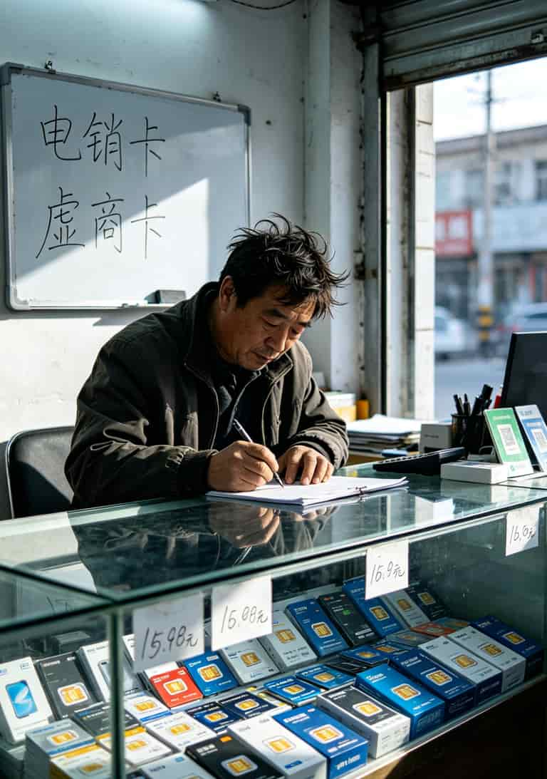 电销卡别再交智商税了!免费下载中国电信APP查授权,能帮你省下几万块 保定本地电销卡门店实拍,柜台展示各种电话卡