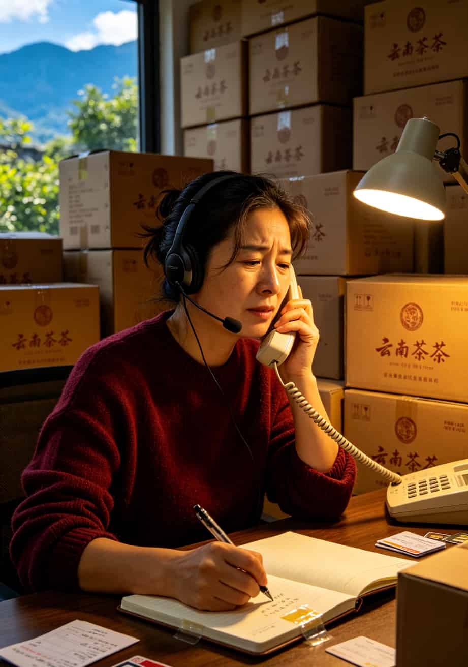 电销卡别再交智商税了!免费下载中国电信APP查授权,能帮你省下几万块 保山茶叶电销人员正在打电话,桌上放着电话卡