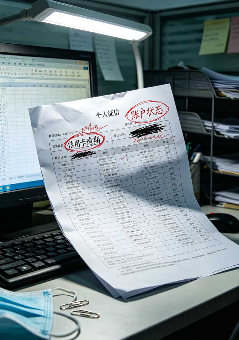干过13个月信用卡电销,招聘内幕和防骗指南全在这了(中国电信网上大学官网能帮你少踩坑) 个人征信报告截图,红圈标注信用卡逾期记录