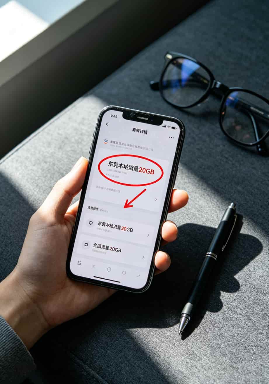 联通APP套餐详情截图，标注本地流量和全国流量区别