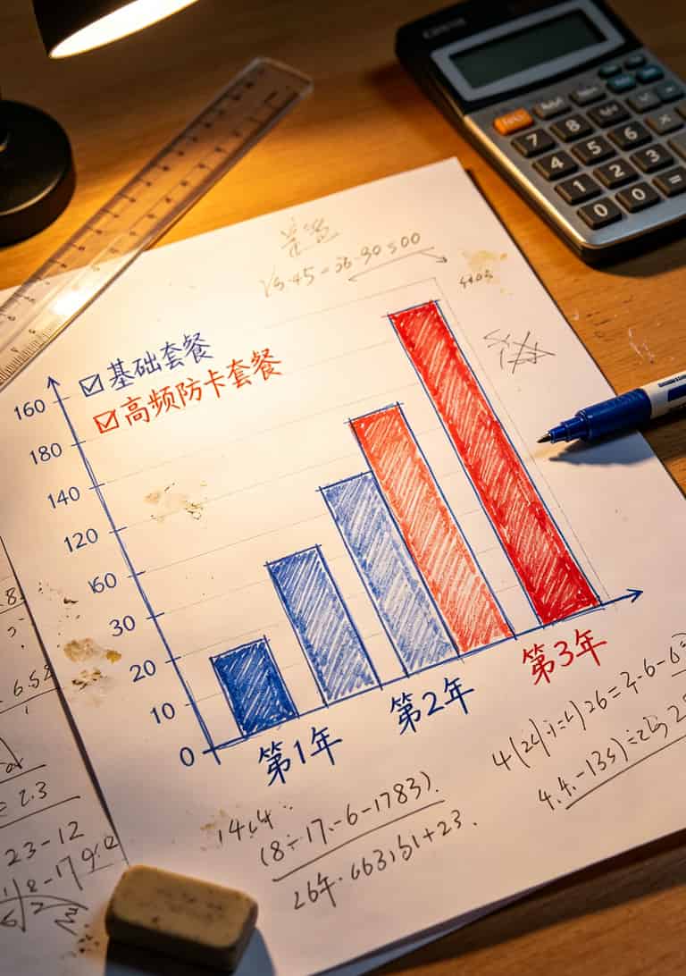 保山8年电销老炮:电信怎么流量卡才不亏?算清这笔账你也能月省1000+ 三年电销卡成本对比柱状图