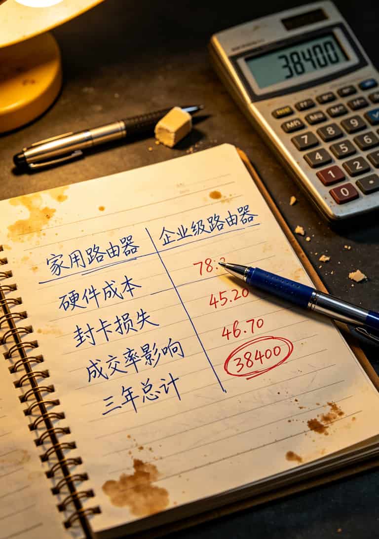 电信路由器选不对,你买10张电销卡都得废(内附真实避坑清单) 家用路由器与企业级路由器三年成本对比表格图