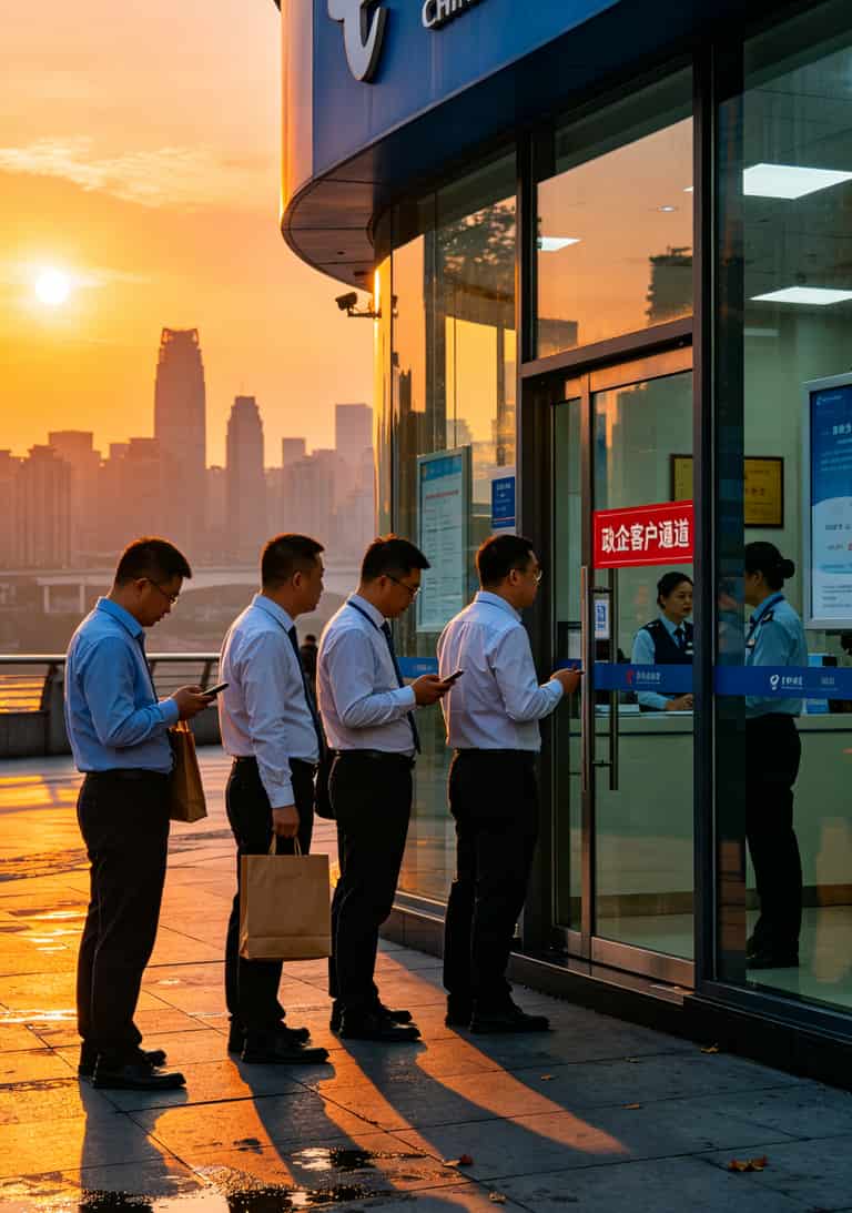 电销卡避坑指南:我在重庆跑了8家营业厅,赔了3万块才搞懂怎么选 重庆电信解放碑营业厅门口排队办理政企卡的人群