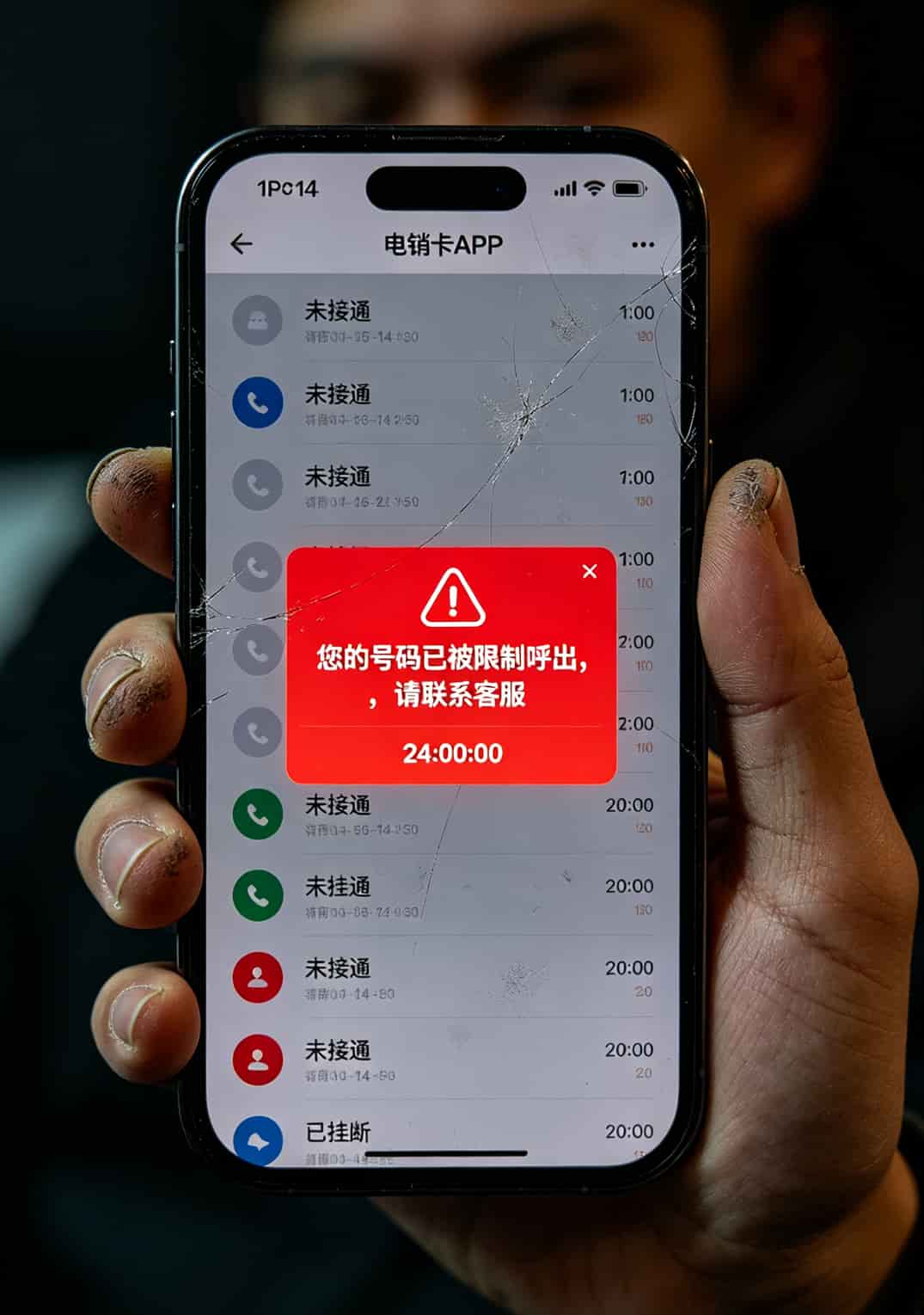 广州电信电话办卡被骗了三年,终于有人把电销卡的坑说清楚了 电销卡被封提示截图示例