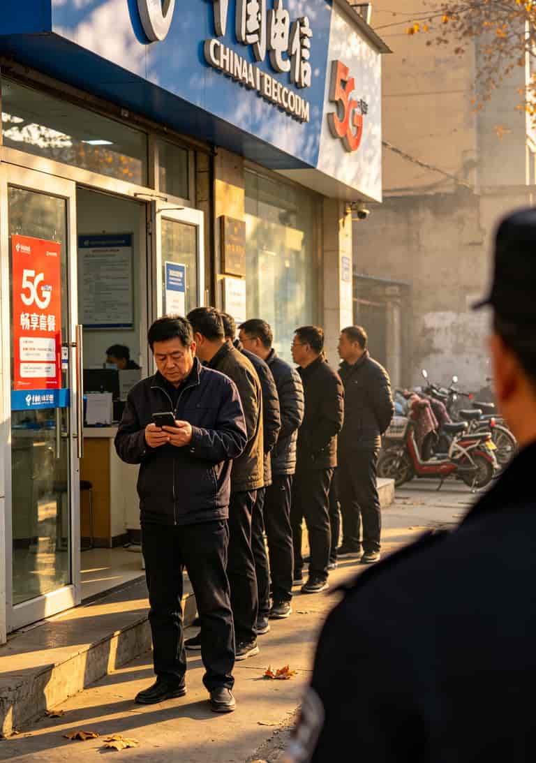 电信携号转网怎么办理?跑了三趟营业厅,我总算整明白了(附避坑指南) 电信营业厅门口排队取号的场景
