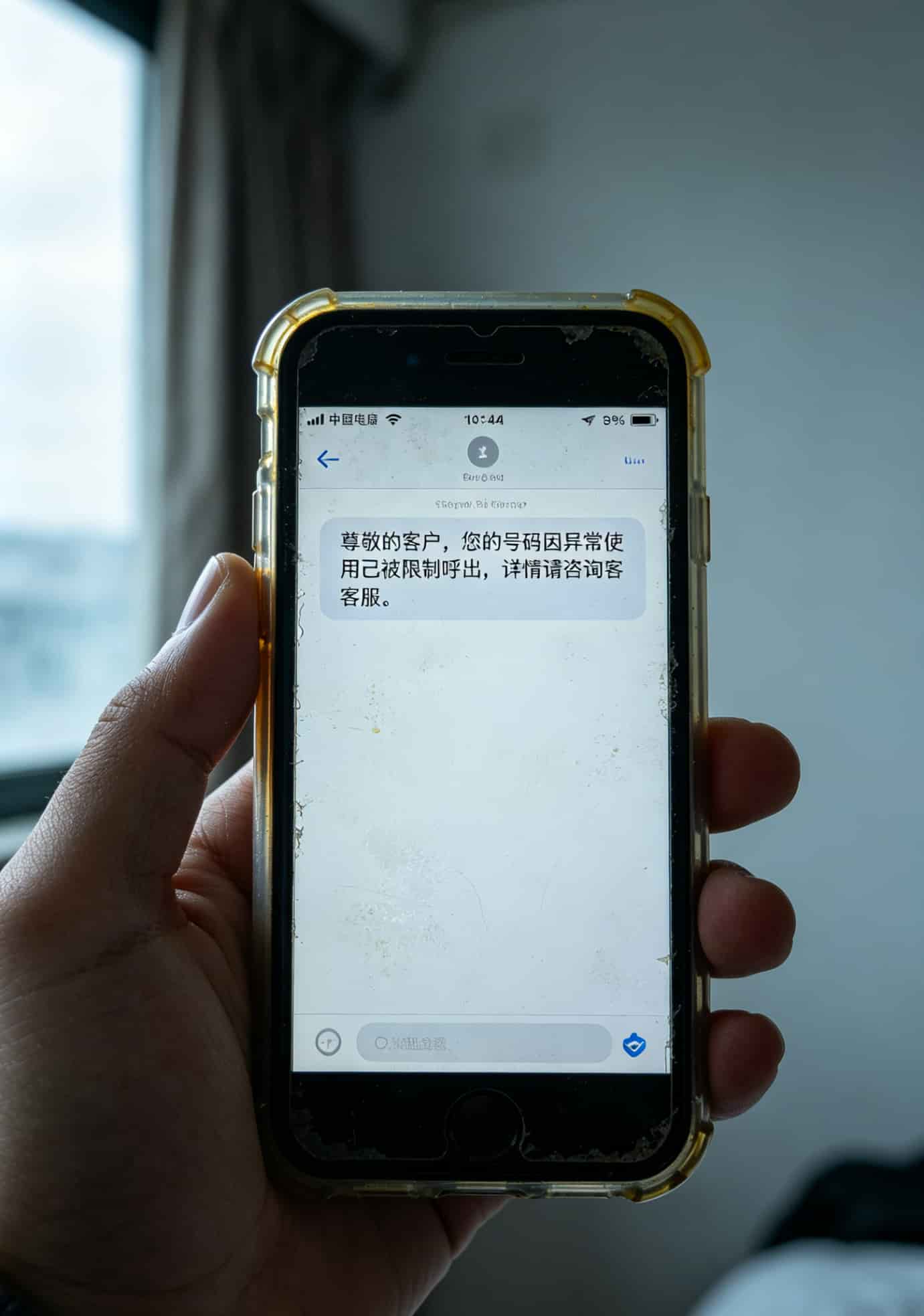 在浙江干电销,换过11张卡才弄明白:先打**中国电信的客服电话**问这三句,比啥攻略都管用 手机显示电销卡被封停的提示界面