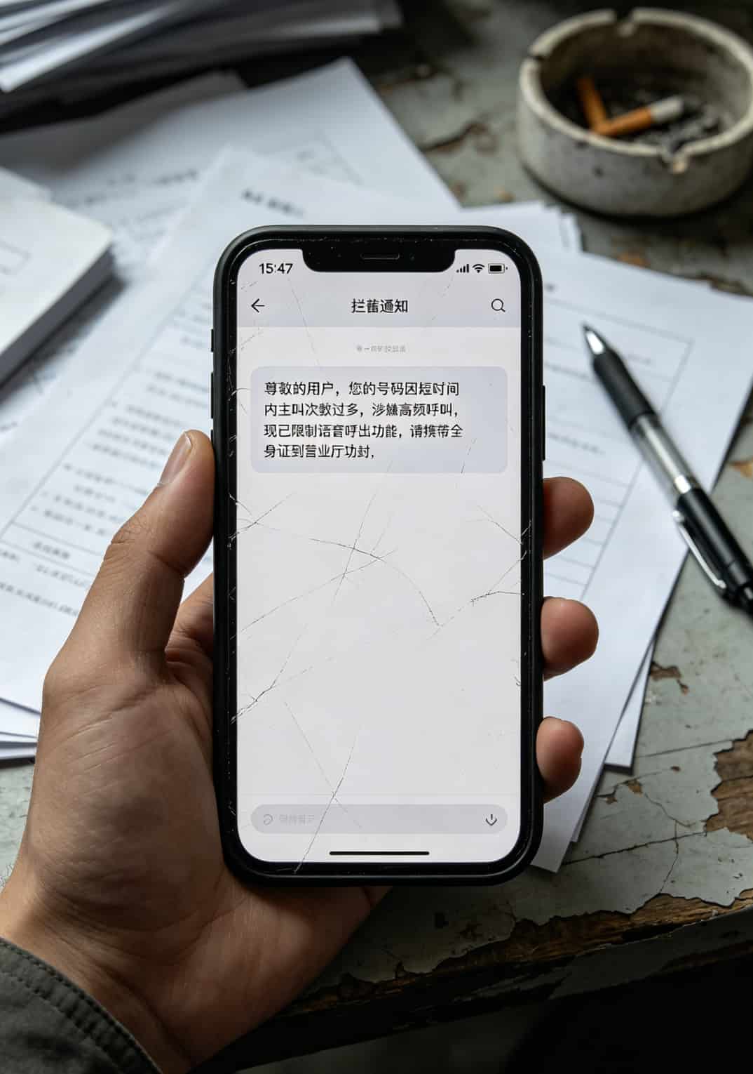 打了10年电话,今天告诉你电信的号码是多少,别再被电销卡坑得连工资都搭进去 手机屏幕显示“高频呼叫限制”的提示界面