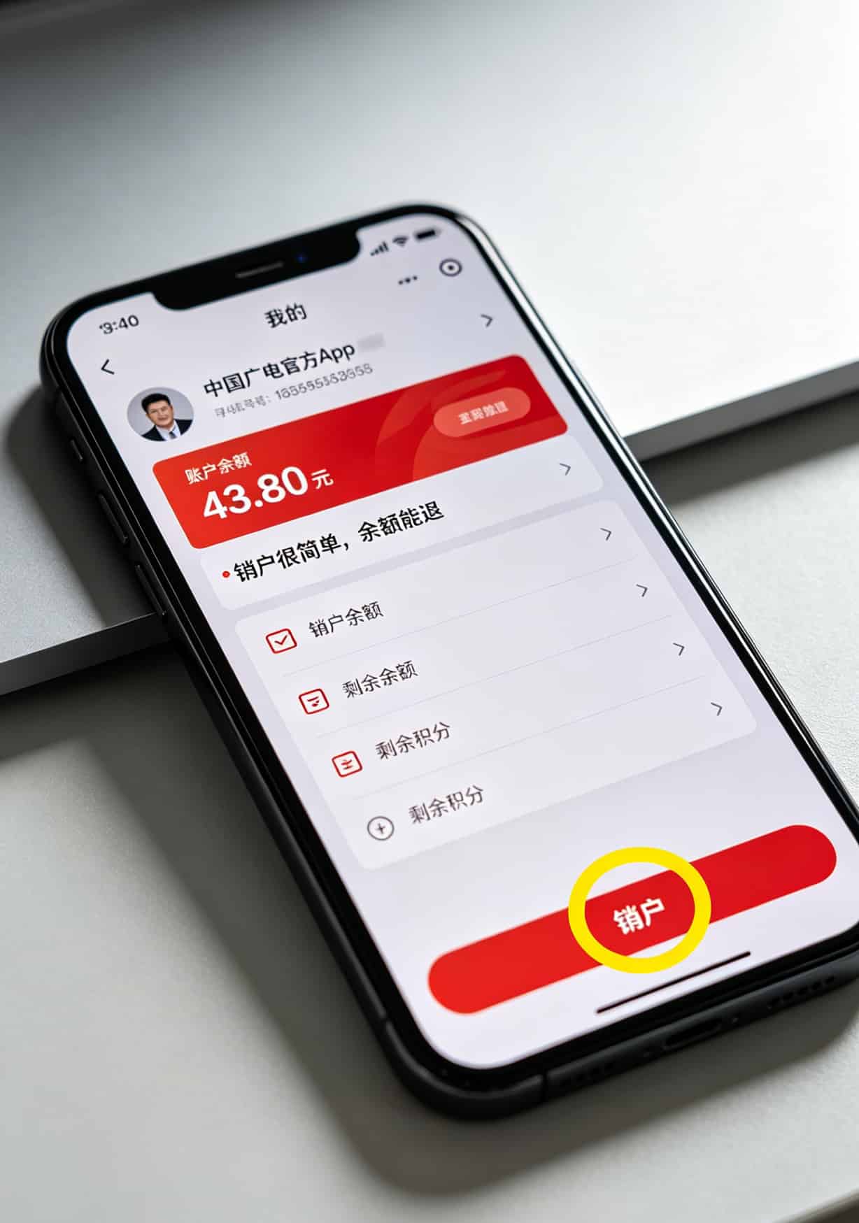电销卡坑了我两万六,换广电流量卡后才知道自己多傻(附销户避坑) 广电官方App的“我的”页面,圈出“销户”按钮