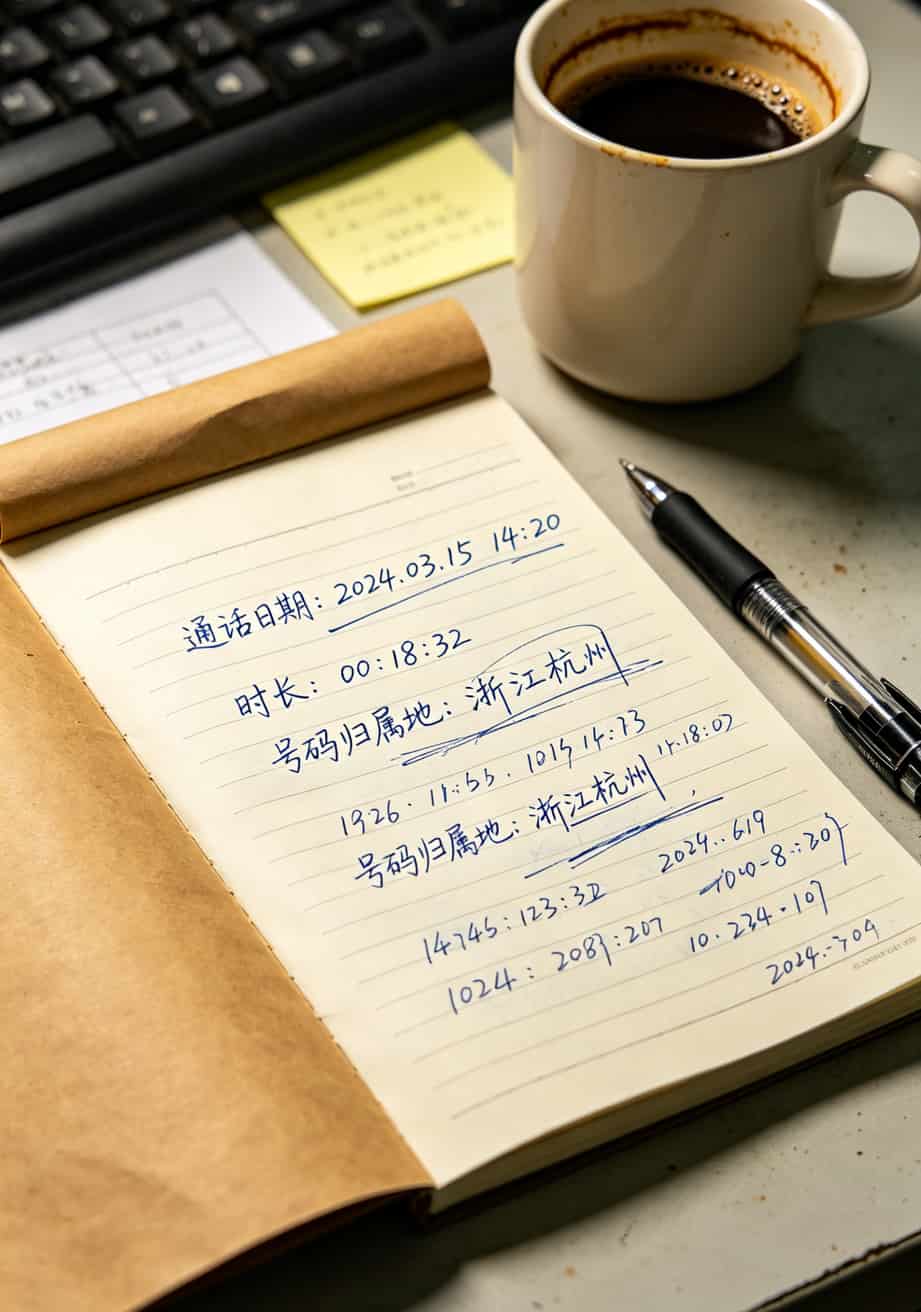 被坑三次后,我才搞懂电销卡能不能只办一张——广东省电信规划设计院有限公司内部人士透露的真相 手写记录每日通话时长的笔记本