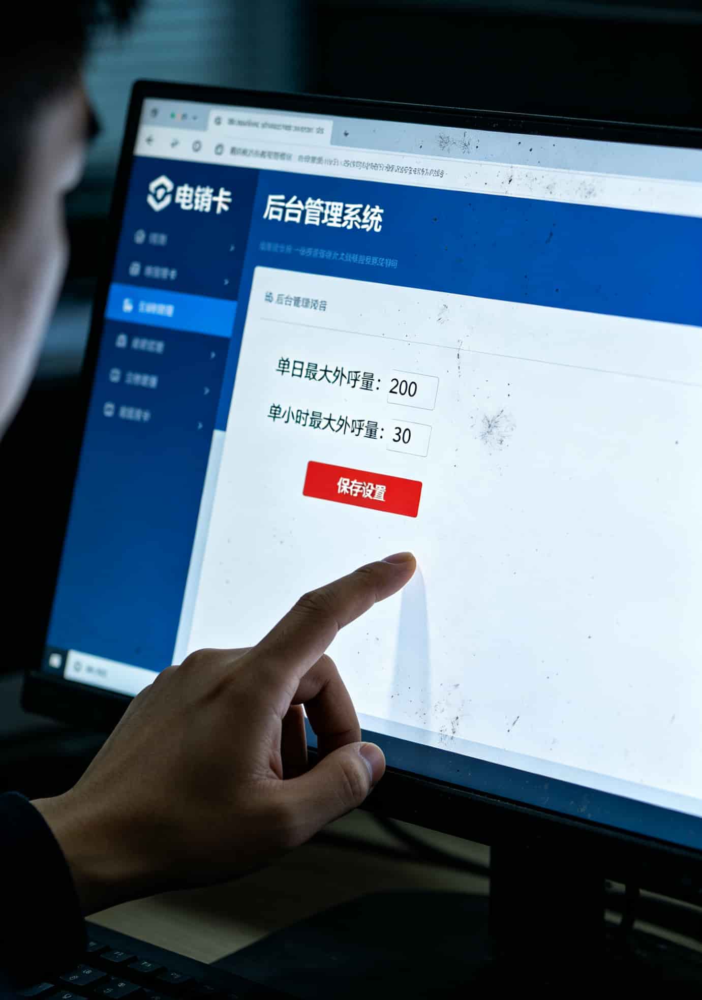 西安老马掏心窝:电销卡别瞎买,**陕西电信网上营业厅**认准这三条再下手 电销卡后台管理系统界面,显示外呼量设置选项