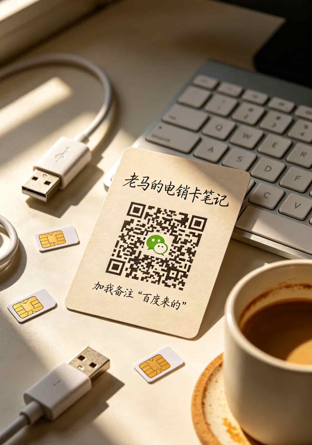 做了8年电销卡咨询,我劝你:电信的流量卡电话别乱买,先看这篇 老马的微信二维码名片,背景是电销卡测试设备