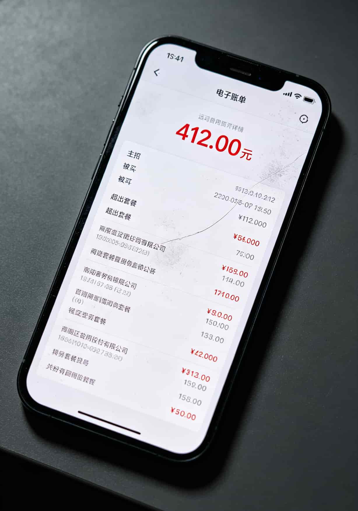被坑三次后,我才搞懂电销卡能不能只办一张——广东省电信规划设计院有限公司内部人士透露的真相 手机账单截图显示412元费用