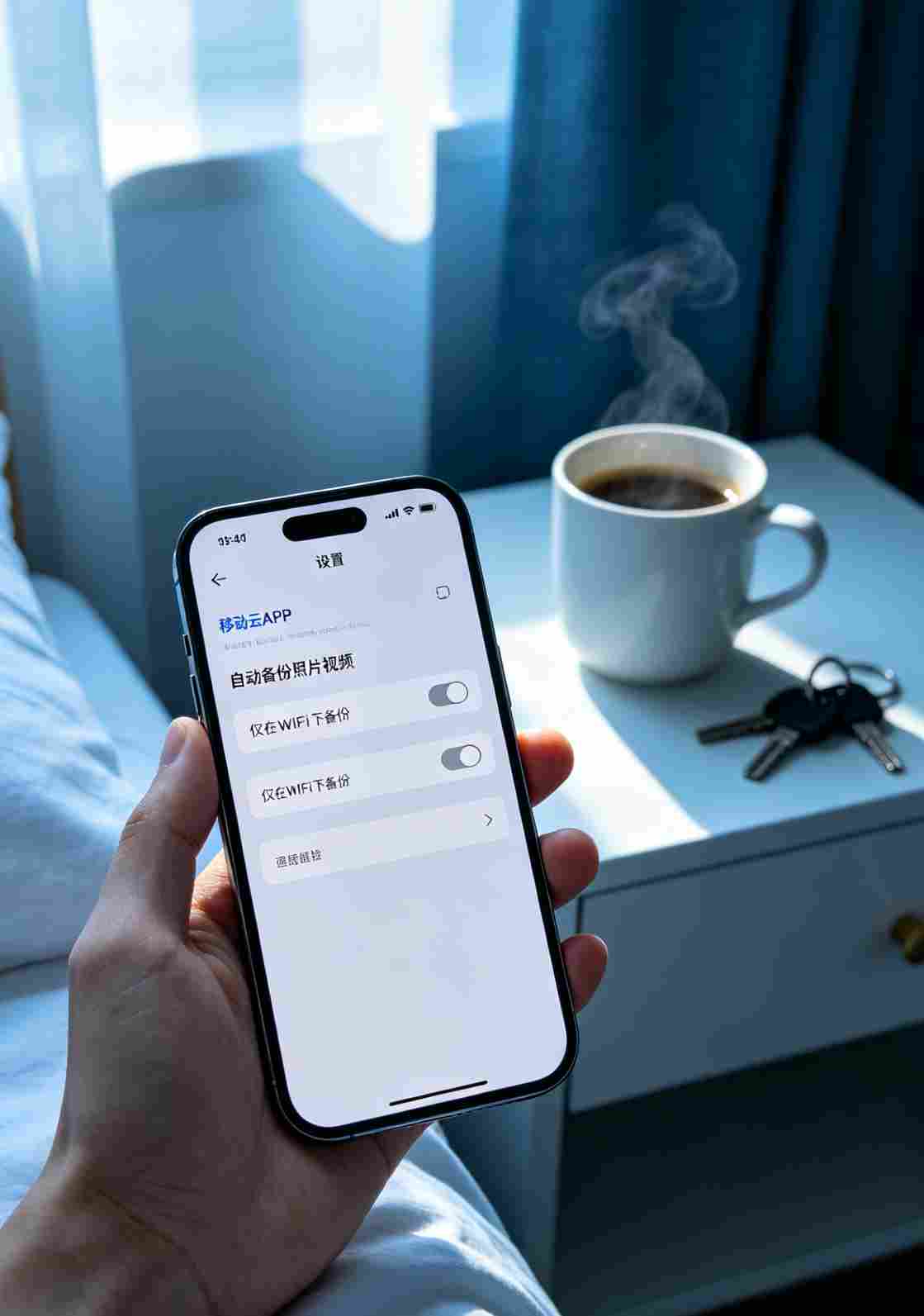 手机设置界面，移动云自动备份开关被关闭
