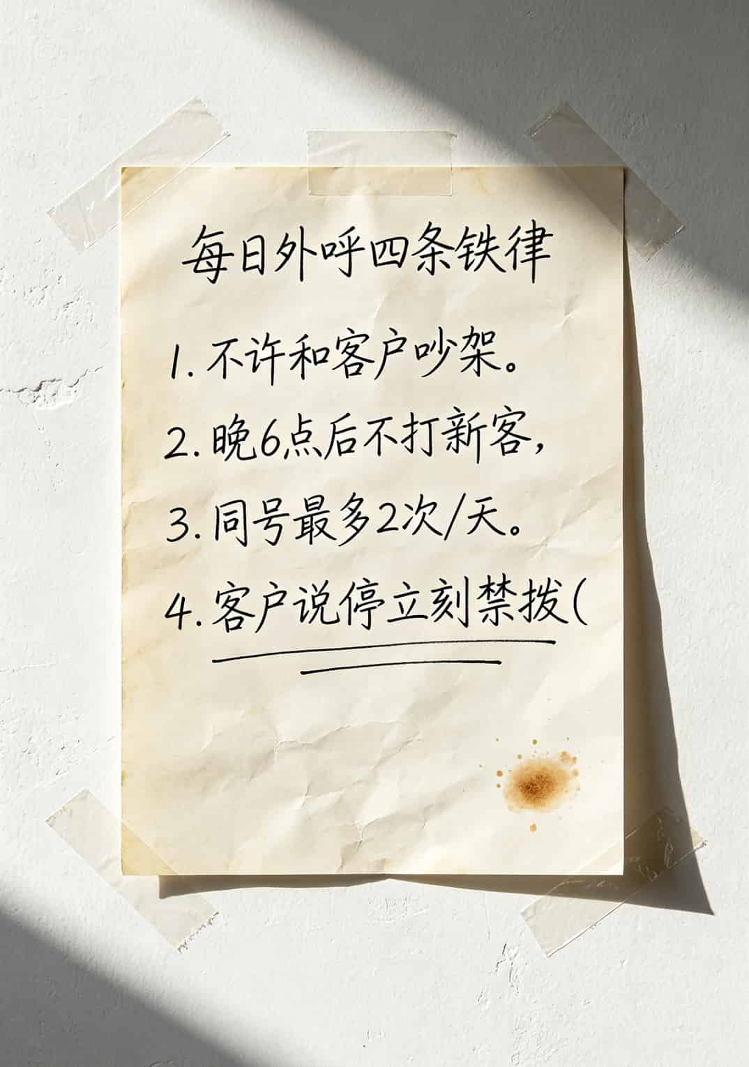 电销卡避坑指南:我在重庆跑了8家营业厅,赔了3万块才搞懂怎么选 重庆某电销团队办公室墙上贴着的“每日外呼规范”