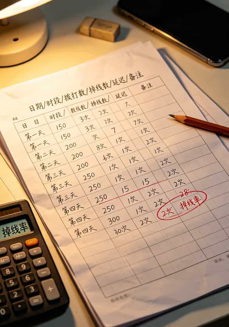 电信信号怎么样?实测7家供应商亏了3万块,这份避坑指南能救你 压力测试数据记录表示例