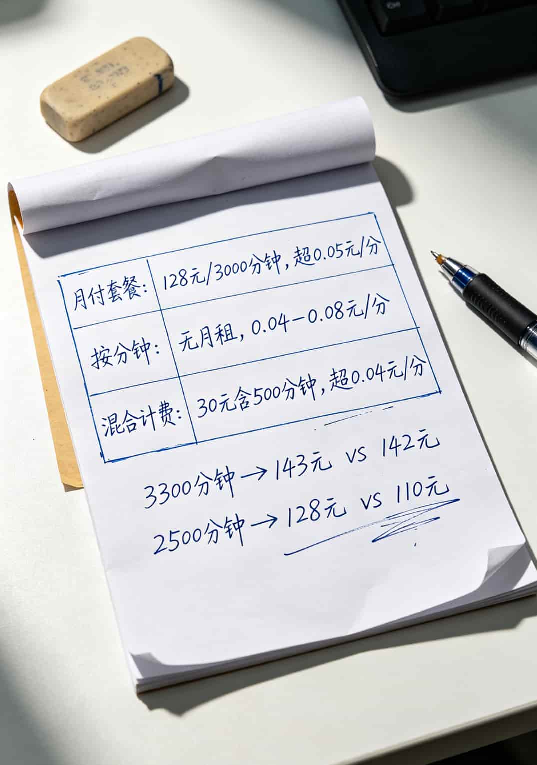 电销卡别乱买!我踩了8年坑,终于在山东电信网上营业厅找到了省钱路子 三种套餐费用对比计算表格