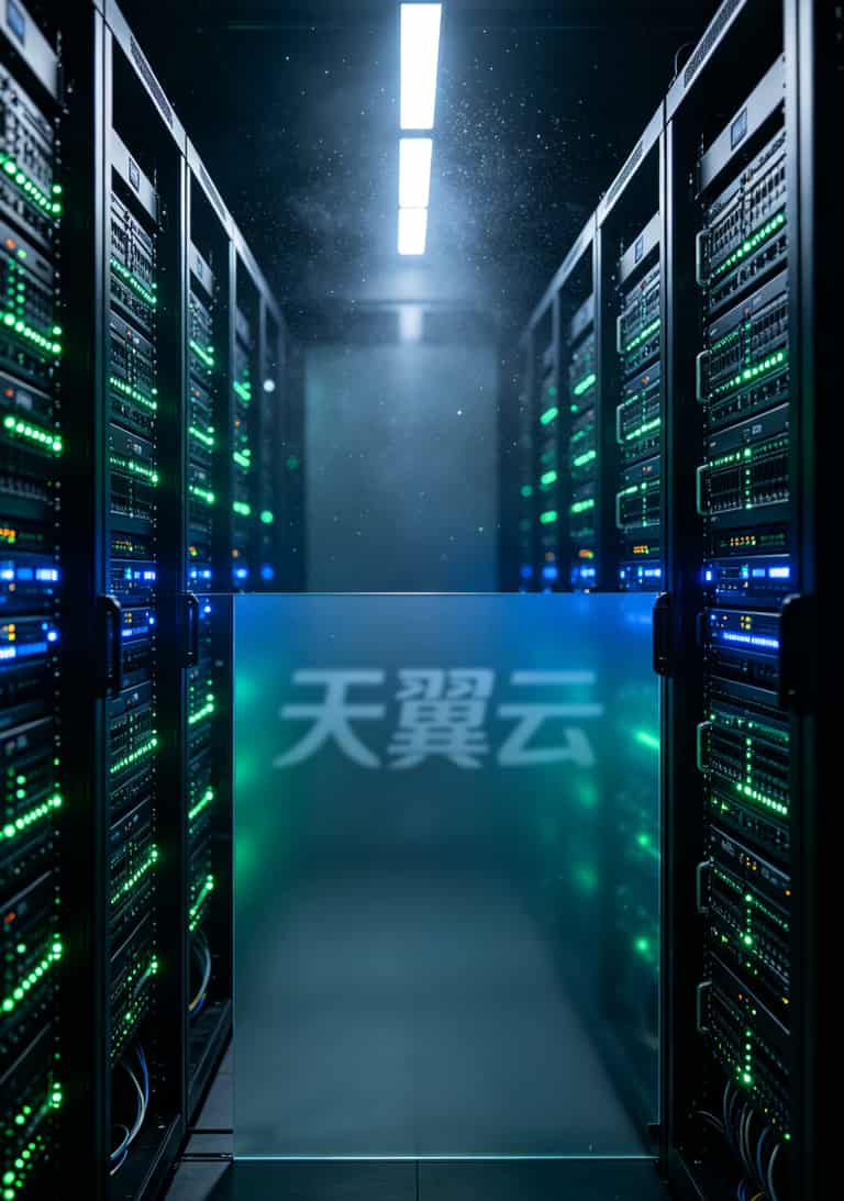 电信天翼云用户实测:信用卡办卡提额与分期电话反套路指南(附10个真实踩坑案例) 电信天翼云服务器机房内景,蓝色灯光下的设备