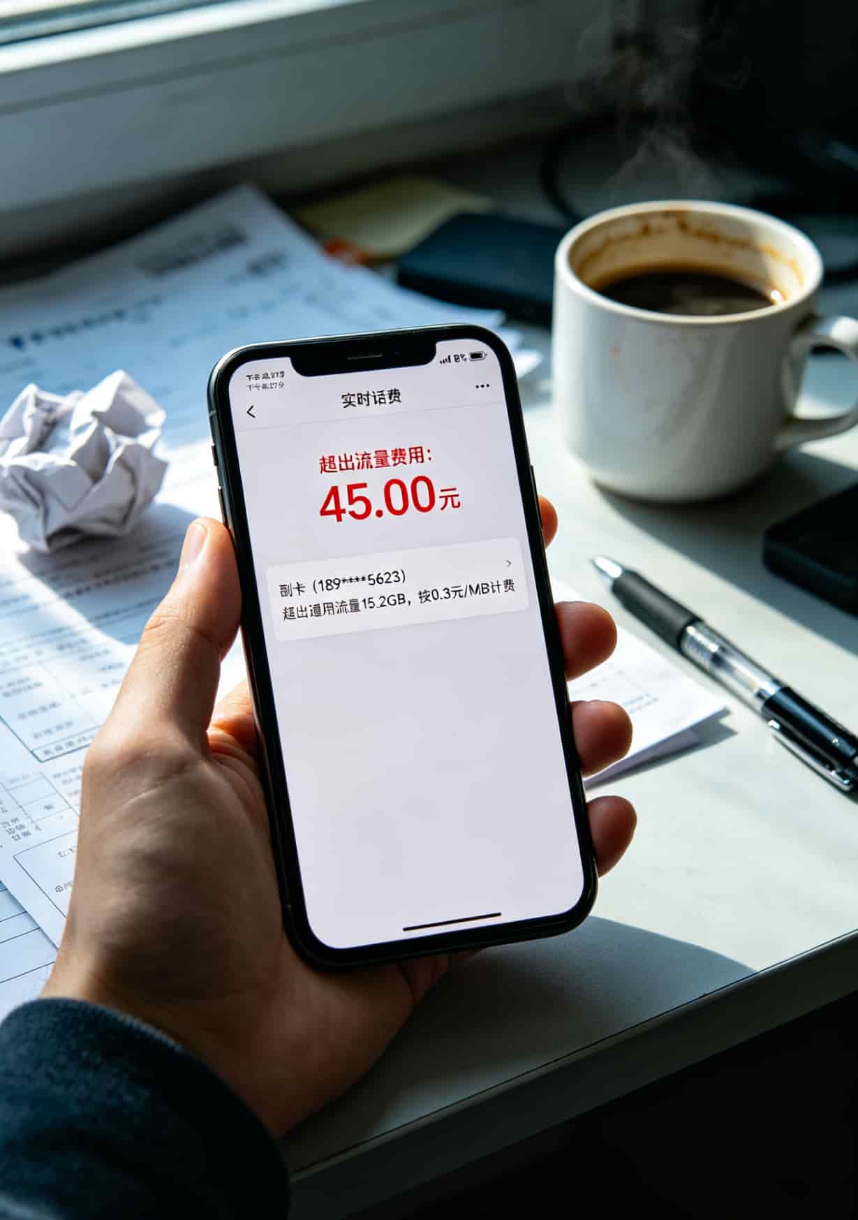电信主卡和副卡有什么区别?我办废3张卡换来的7条血泪教训 电信副卡超出流量扣费截图示例