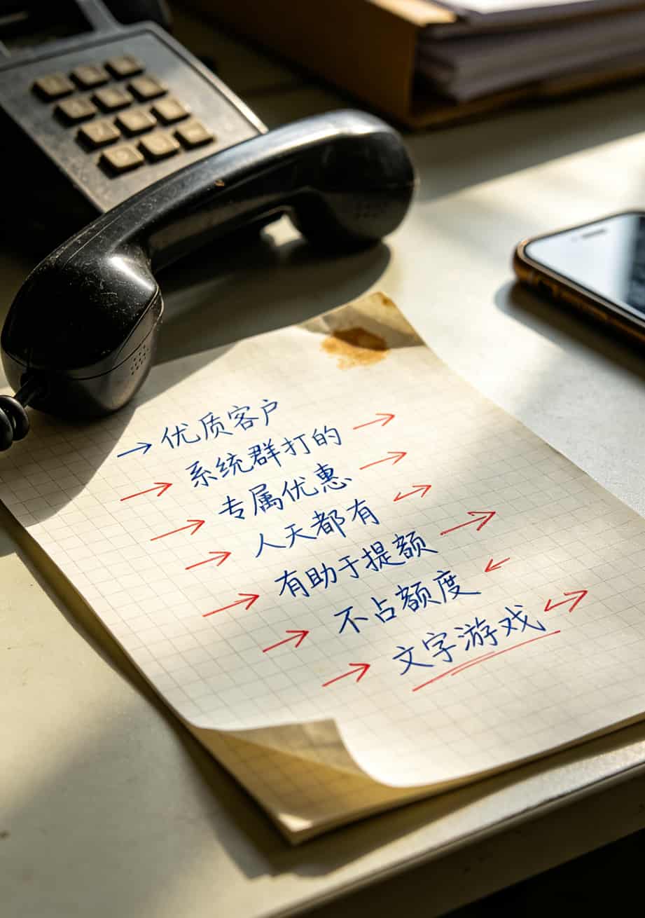 黑龙江电信用户血泪提醒:信用卡电销分期的5个隐形坑,我交了三年学费才看懂 电话听筒旁放着一张纸,上面手写“优质客户”“专属优惠”“名额有限”等话术
