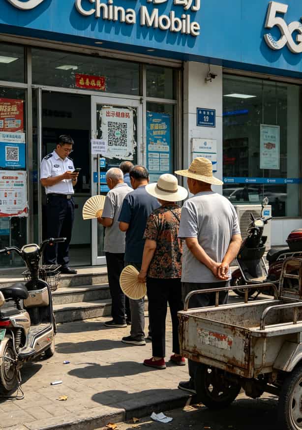 杭州电销老炮说实话:电信和移动的区别搞反了,一年白干三个月 中国移动营业厅门口排队办理业务的人群