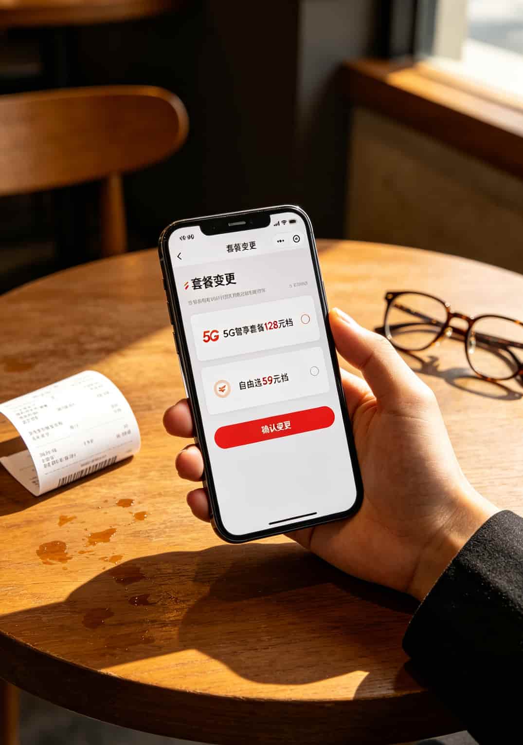 中国移动APP套餐变更操作界面
