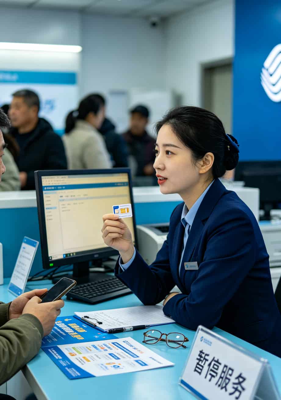 29.9元100g流量卡是真的吗?我拿华为E5771s测了半年,实话都在这 移动营业厅柜台,工作人员在办业务