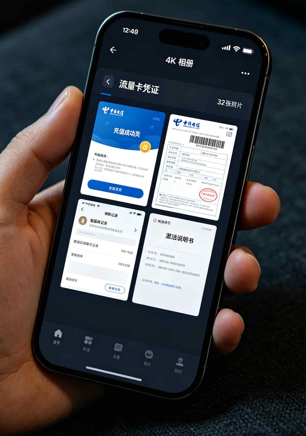 2020什么流量卡最划算?实测6张卡,答案就一句:别碰大王卡和闲鱼神卡 手机相册截图,显示专门建了一个“流量卡凭证”相册,内有多个截图
