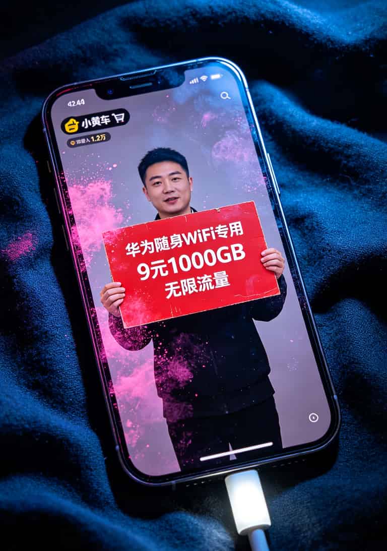 华为随身WiFi联动流量卡套餐怎么选?实测6张卡,这样搭配一年省下1000块 闲鱼或抖音上的低价流量卡广告截图,标注警示