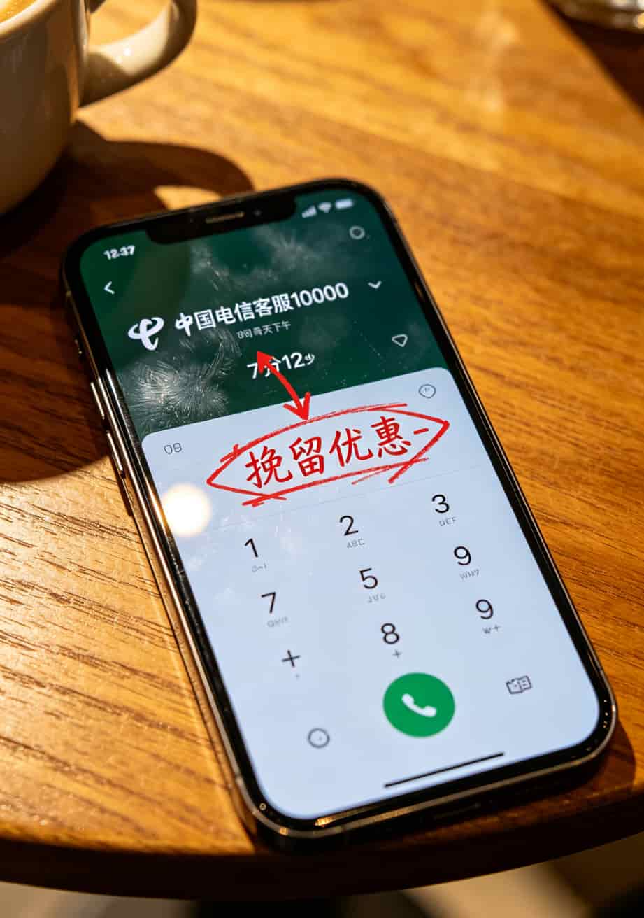 2020什么流量卡最划算?实测6张卡,答案就一句:别碰大王卡和闲鱼神卡 电话通话记录截图,标注了拨打电信客服的时间,通话时长7分钟