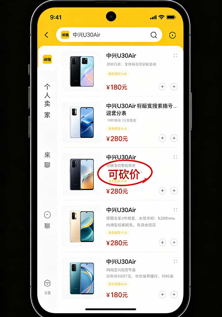 9移动流量卡值不值?我把六张卡和三个设备都拆了告诉你答案 闲鱼上中兴U30Air二手交易截图,价格从180到280不等