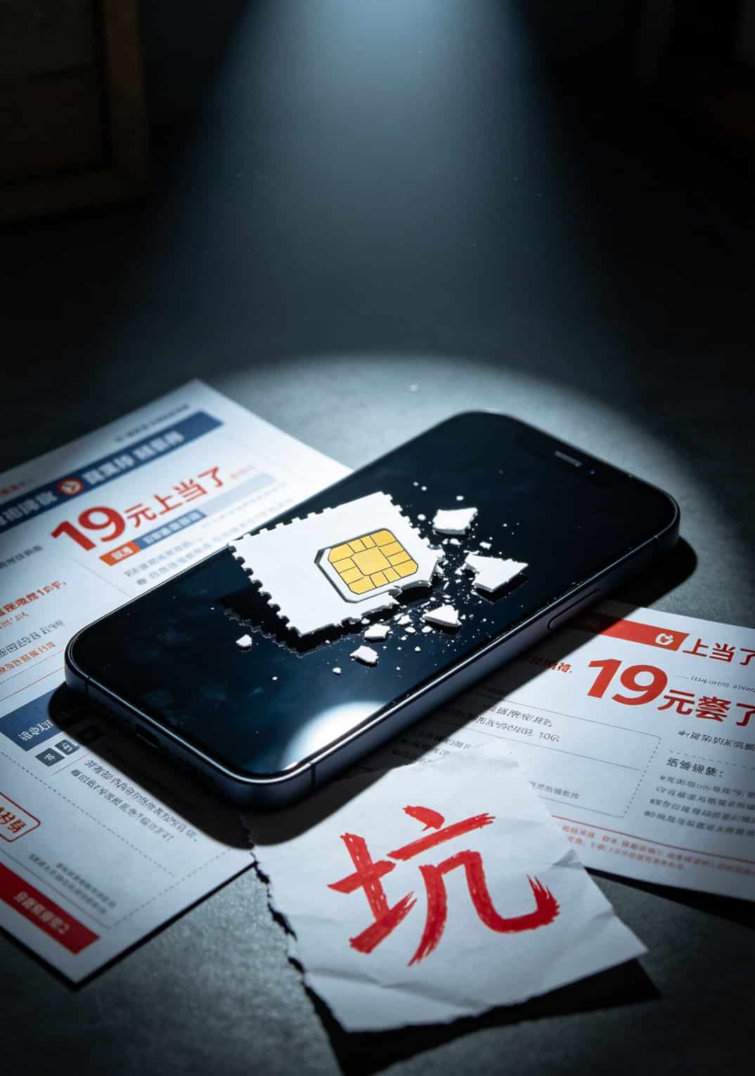 19块钱180G?劝你打住!我干通信8年,劝你别碰“0元流量卡” 文章总结配图,写着“别被低价流量套餐坑了”