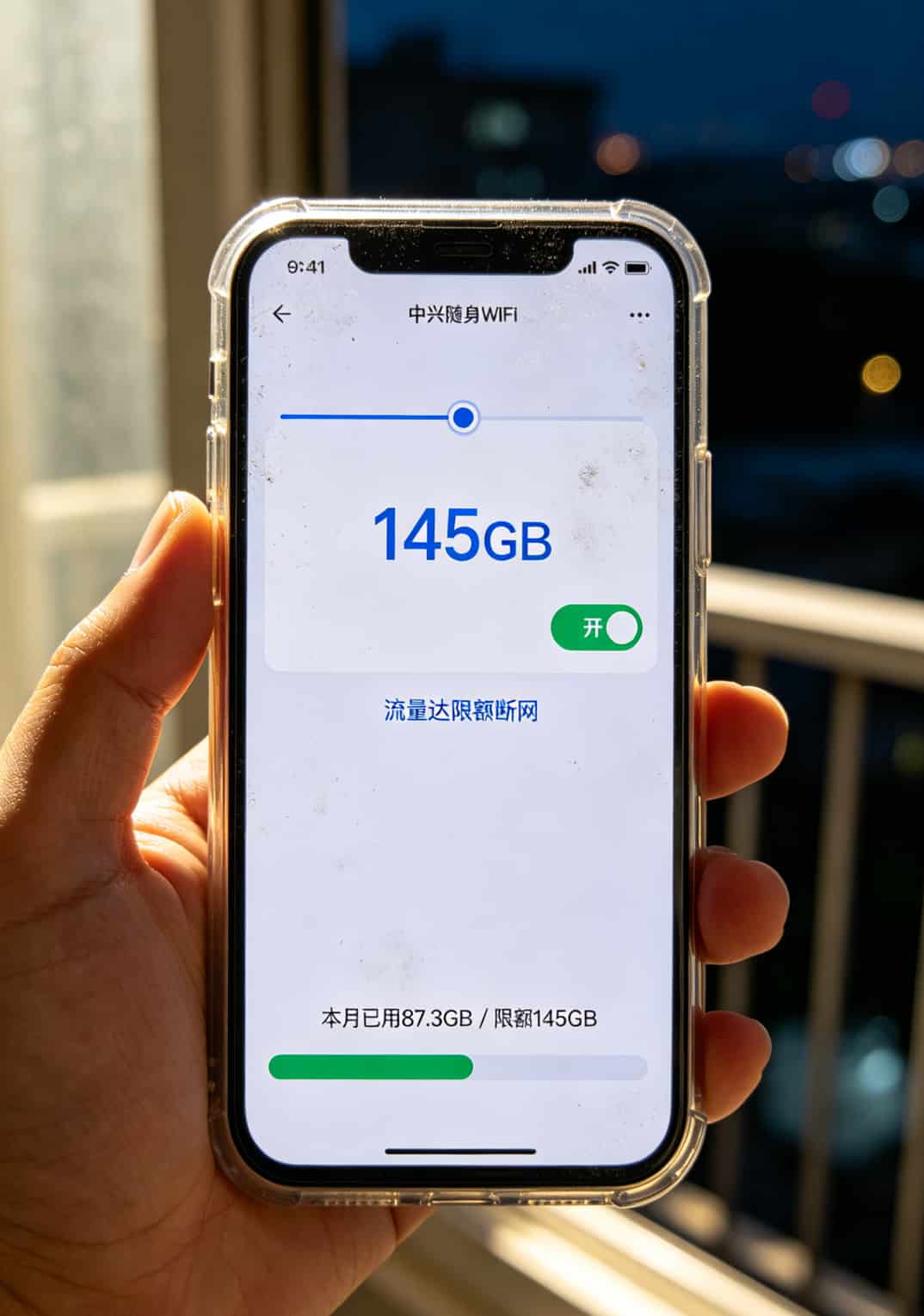 19块月租的流量卡有啥?实测三台中兴随身WiFi,说点得罪人的大实话 中兴后台流量限额设置界面截图,显示145G断网