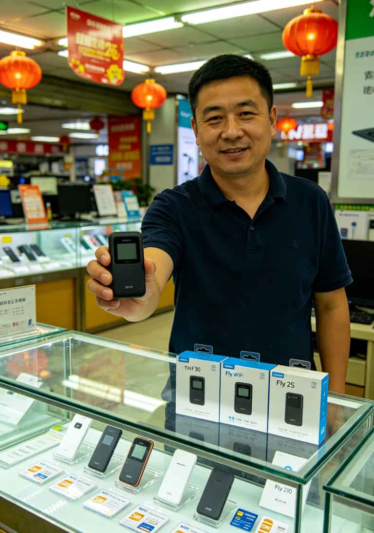 19块钱月租300g流量卡可信?我跑外卖换了7张卡,拿中兴F30实测半年的答案:90%是坑! 郑州百脑汇电脑城一楼赵老板的随身WiFi柜台