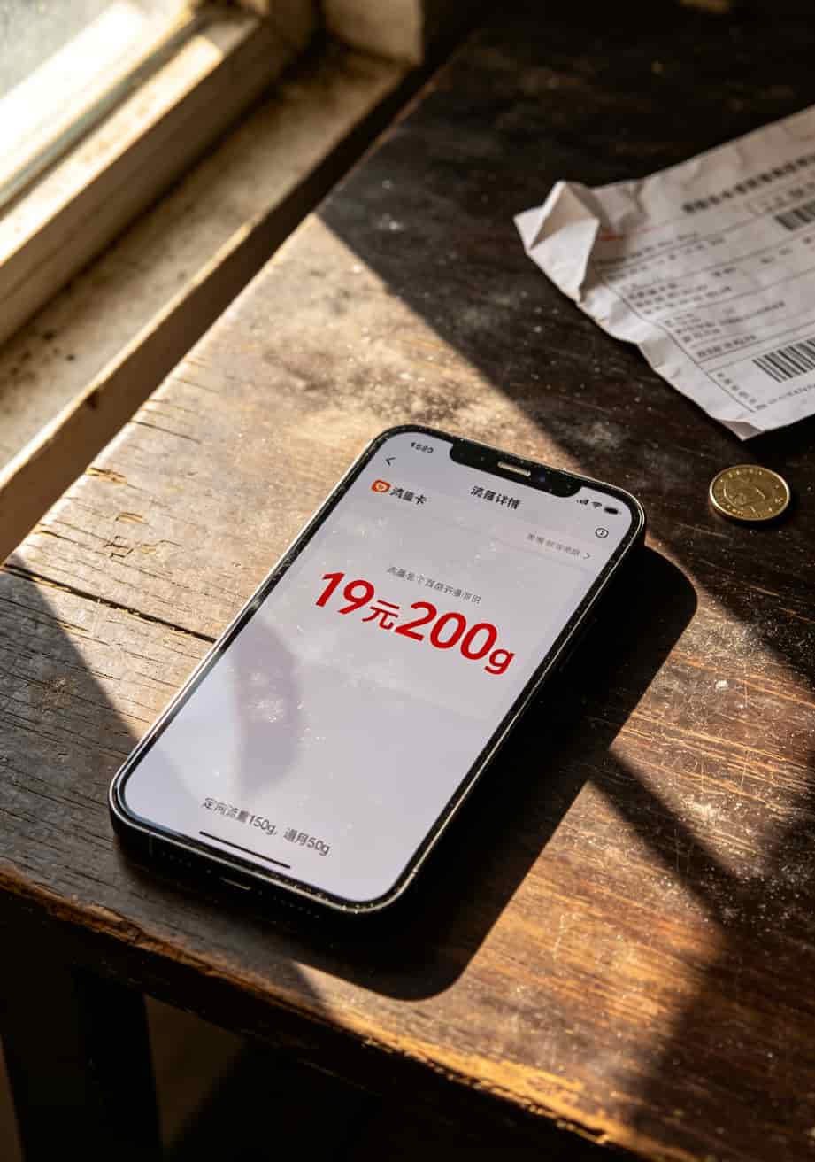 19元200g流量卡,真的能省几百块?我帮人办了不下十张,把实话全撂这 19元200g流量卡宣传页面截图,大字写着200g小字写着定向