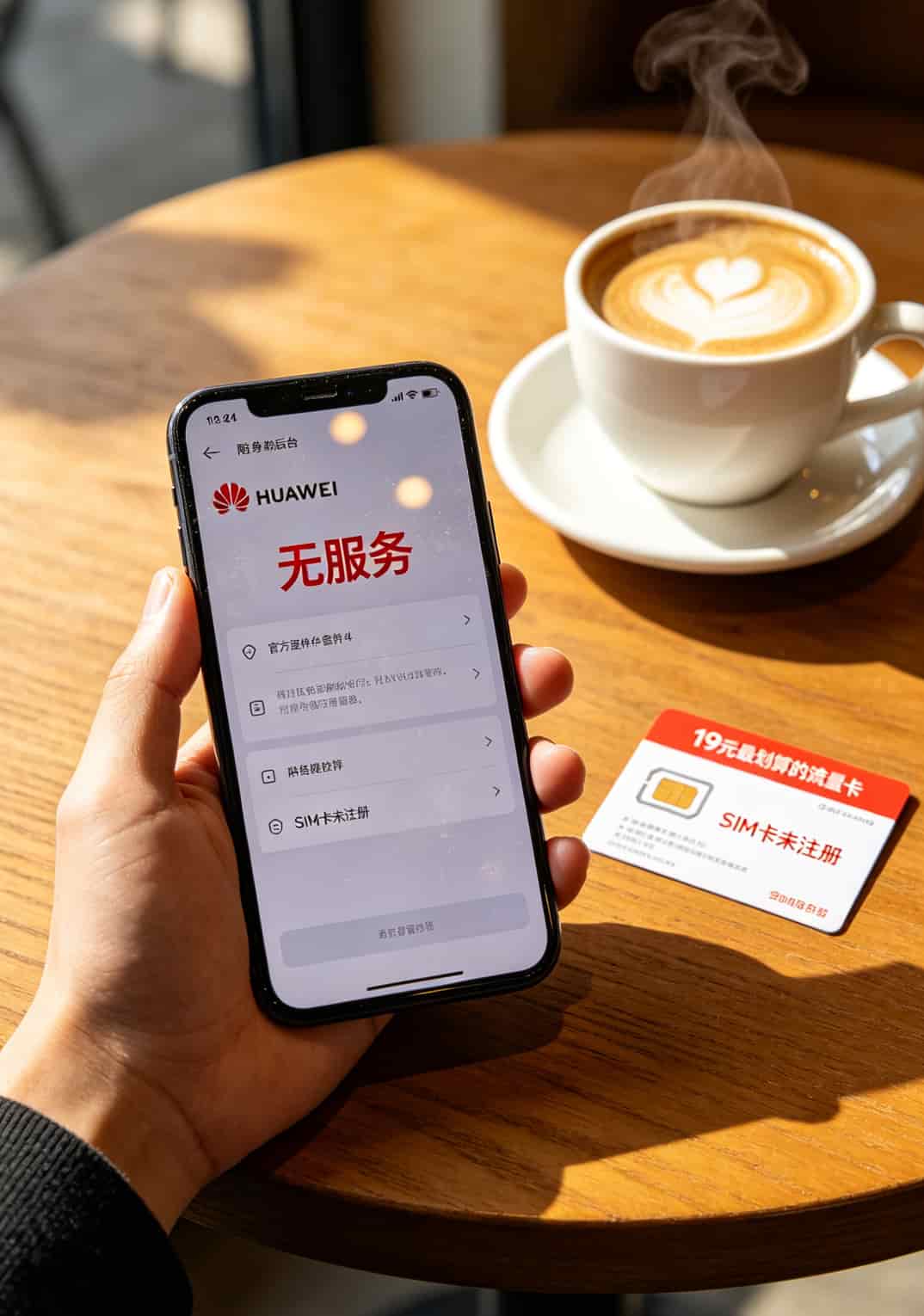 华为随身WiFi红灯闪烁?别扔!先换一张19元最划算的流量卡试试 华为随身WiFi管理后台显示无服务的手机截图