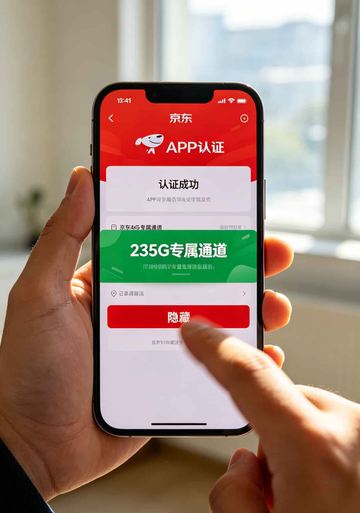 认证通过后页面下滑找到235G专属通道入口的界面截图