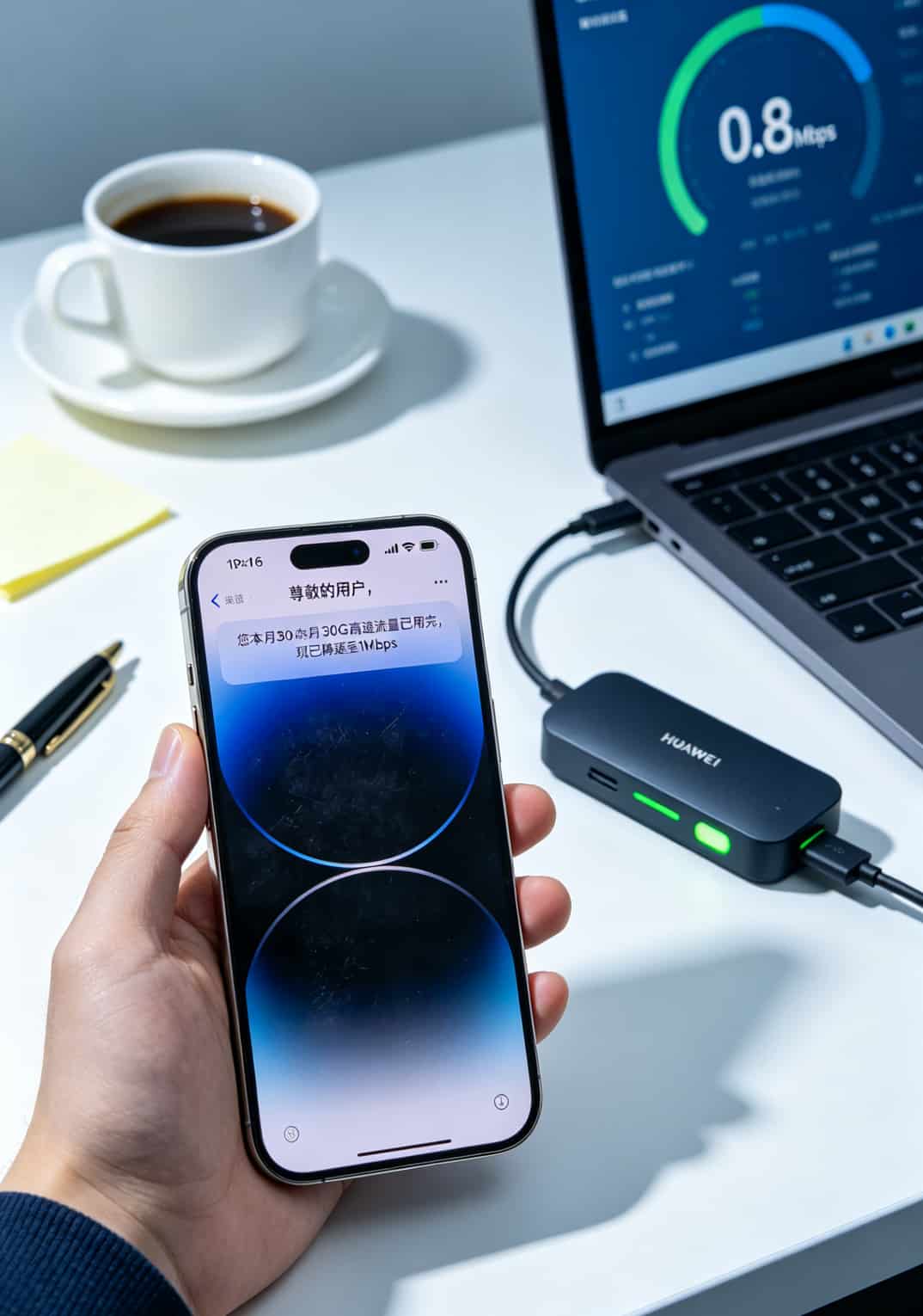 黄灯限速密码全忘?华为随身WiFi配29元30g流量卡,我折腾两年踩坑总结 运营商流量提醒短信和APP查询页面截图