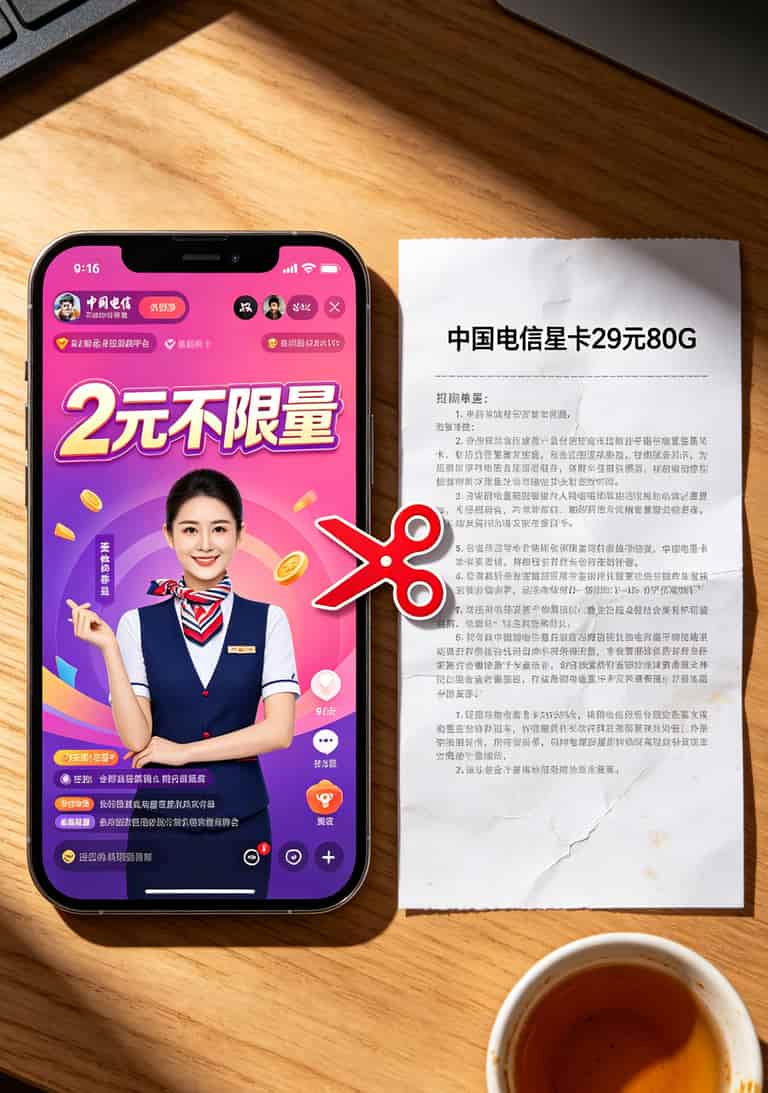 2元不限量流量卡是真是假?实测京东29元卡和校园卡,省下800块 2元不限量流量卡广告截图与真实套餐对比