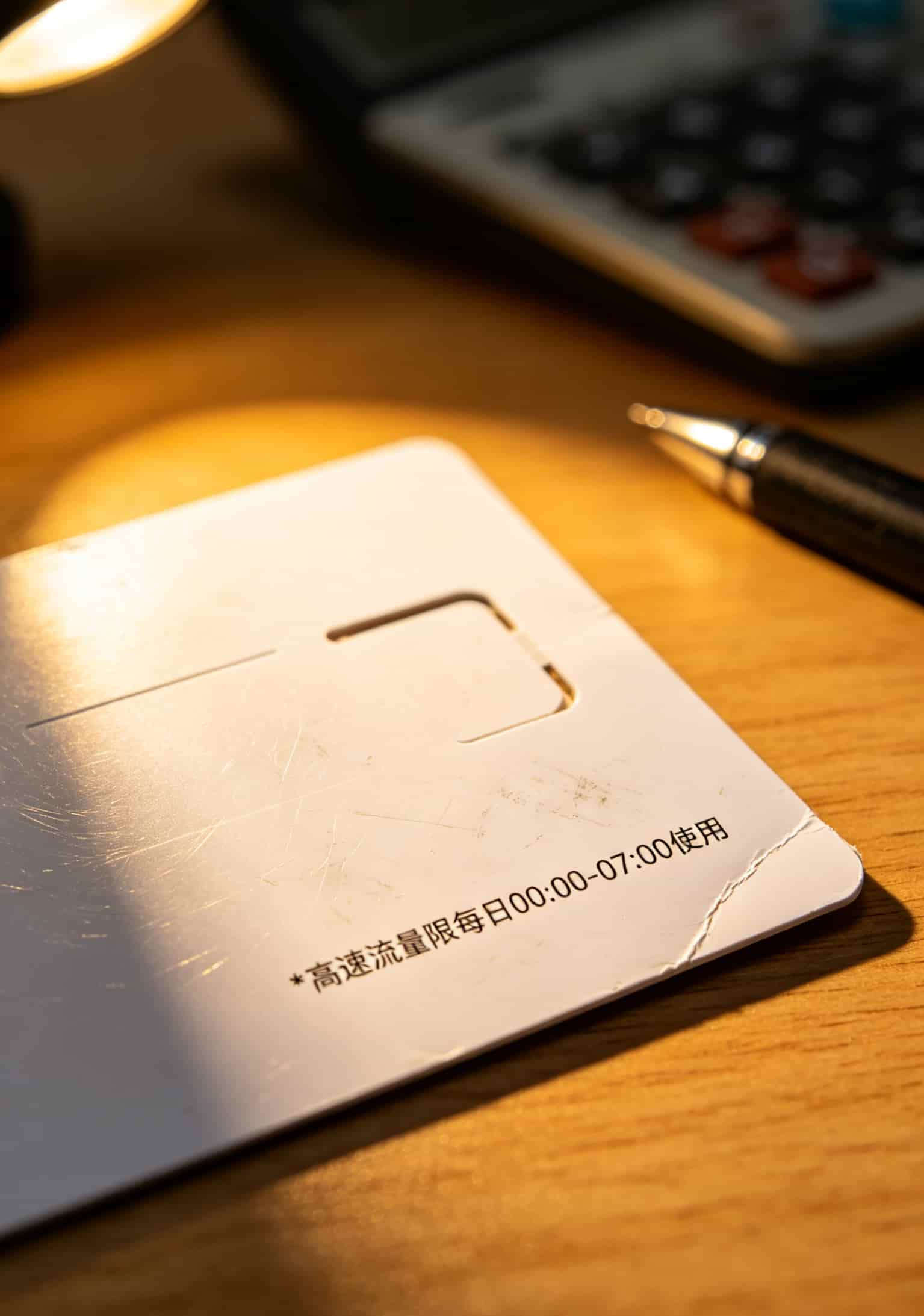 流量卡套餐说明上的小字细则特写