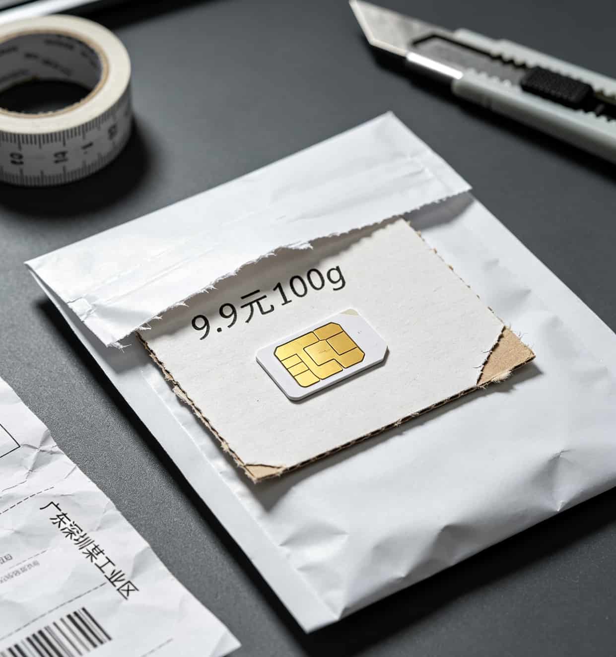 九块九10个g的流量卡,我买了四张全踩坑了!杭州老张含泪整理这份避坑指南 直播间购买的9.9元流量卡实物照片,只有一张SIM卡插在纸片上,无包装