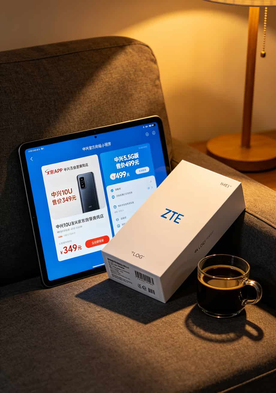 中兴随身WiFi官方购买渠道截图，显示京东自营和中兴商城页面