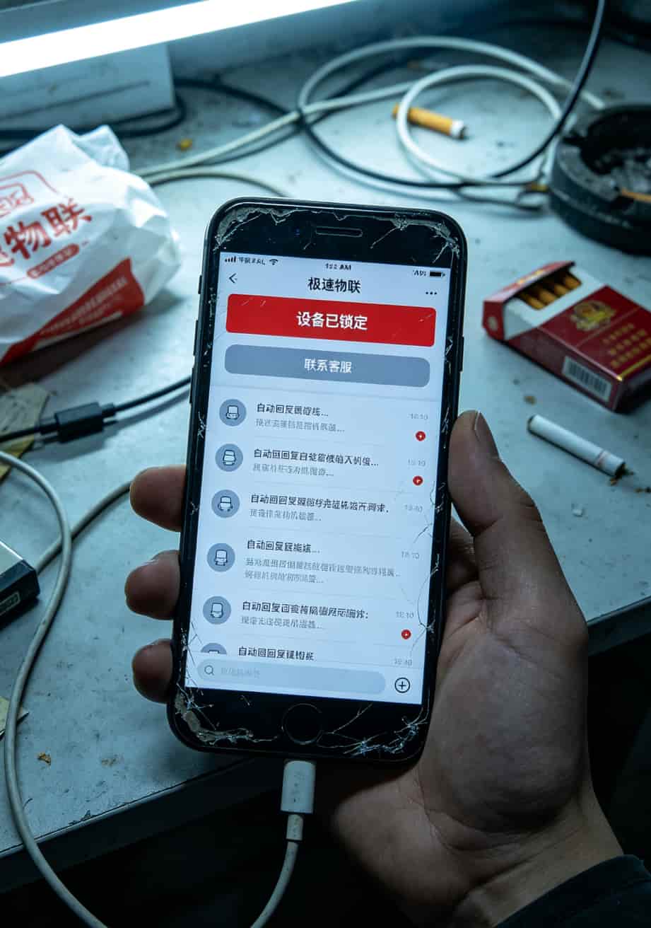 联通29元流量卡申请前,先看这篇!华硕Q6实测从11Mbps到79Mbps 物联卡APP界面截图,显示设备已锁定