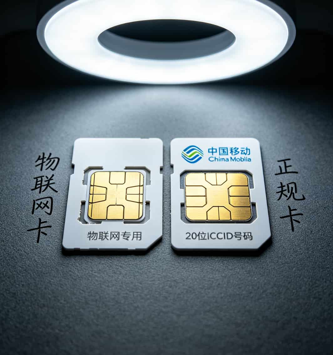 九块九10个g的流量卡,我买了四张全踩坑了!杭州老张含泪整理这份避坑指南 物联网卡与正规手机SIM卡对比图,标注二者的区别