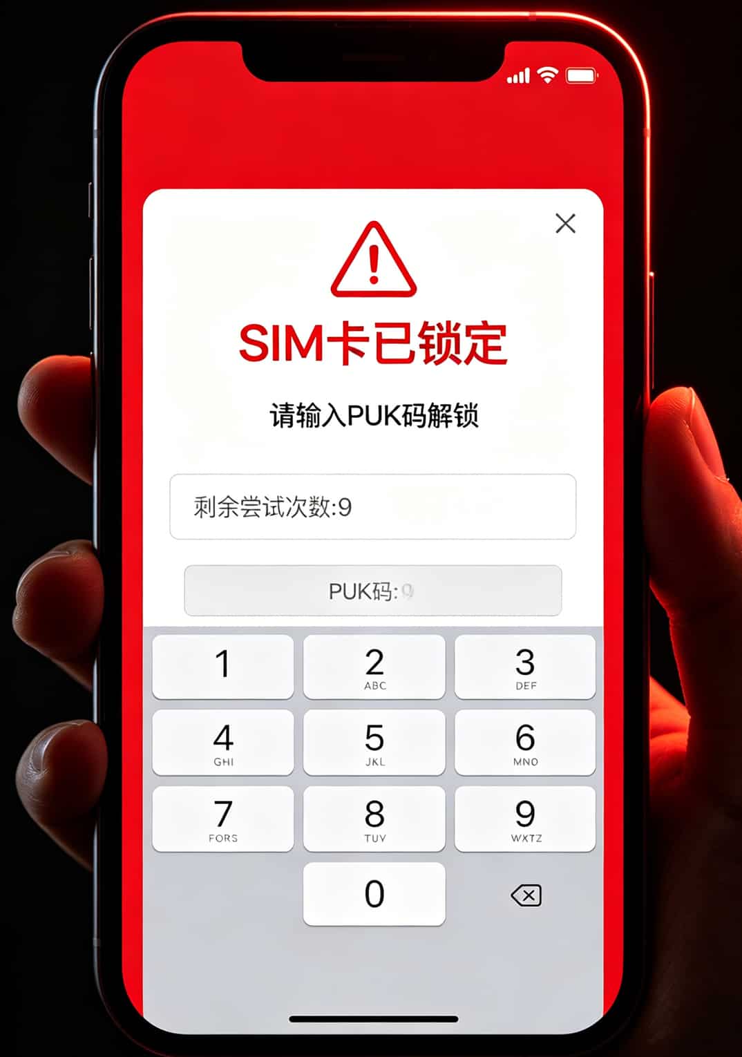 花一千多块买来的教训:4g卡流量移动纯随身WiFi,这3款才不坑人 SIM卡被锁定提示输入PUK码的手机屏幕截图