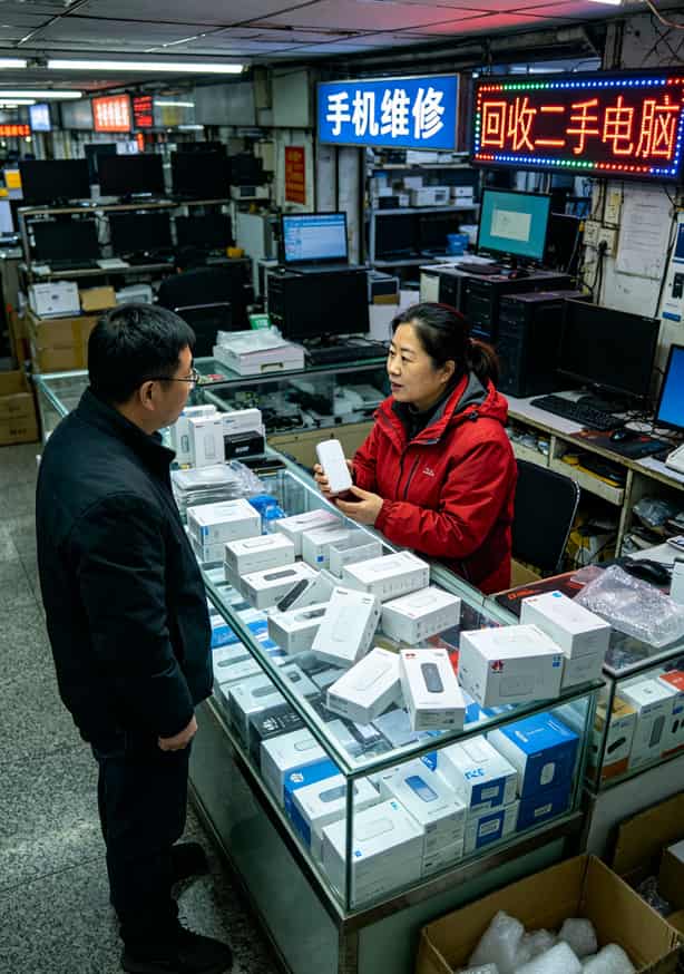 北京中关村鼎好大厦地下一层摊位实拍，各种随身WiFi堆在玻璃柜里