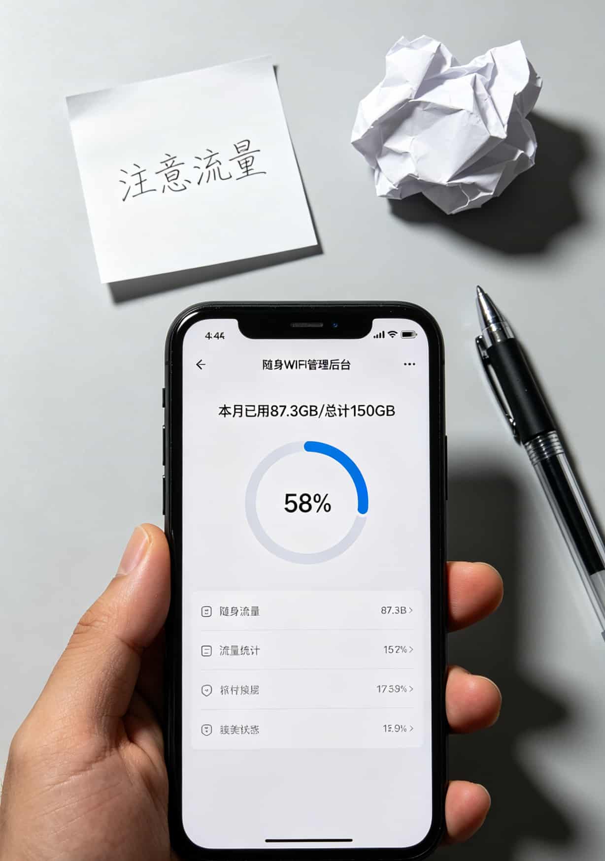 9移动流量卡值不值?我把六张卡和三个设备都拆了告诉你答案 随身WiFi后台流量统计页面截图,显示已用流量和剩余流量