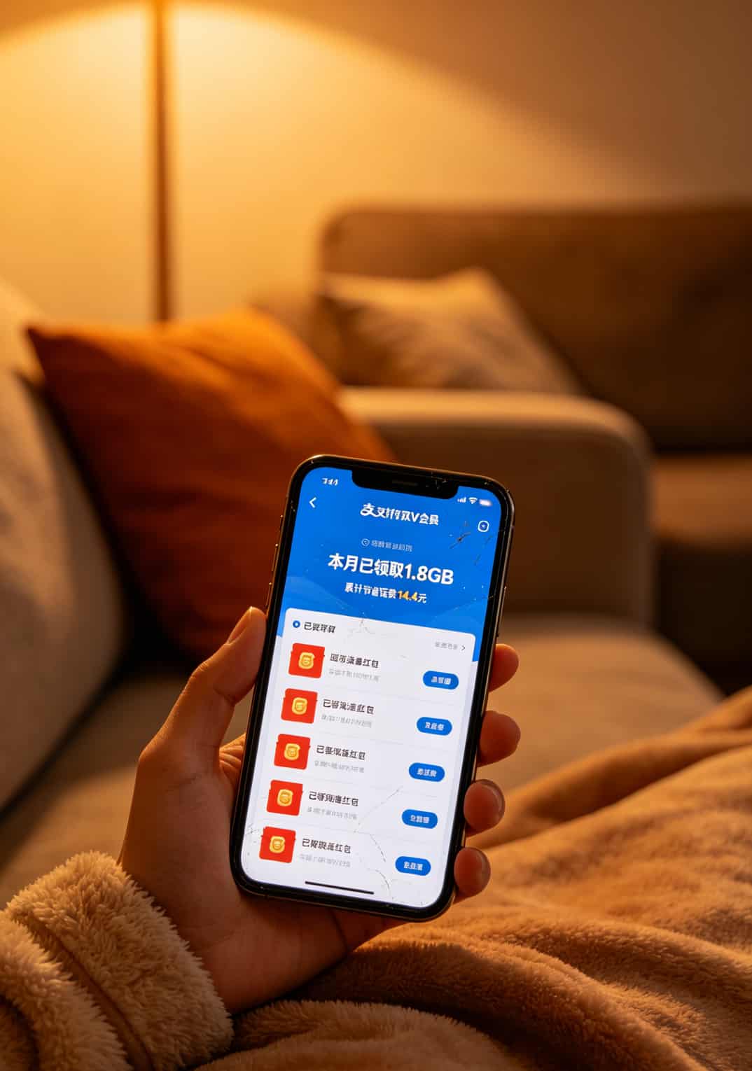 支付宝双V会员页面截图，显示已领取的流量累计1.8GB