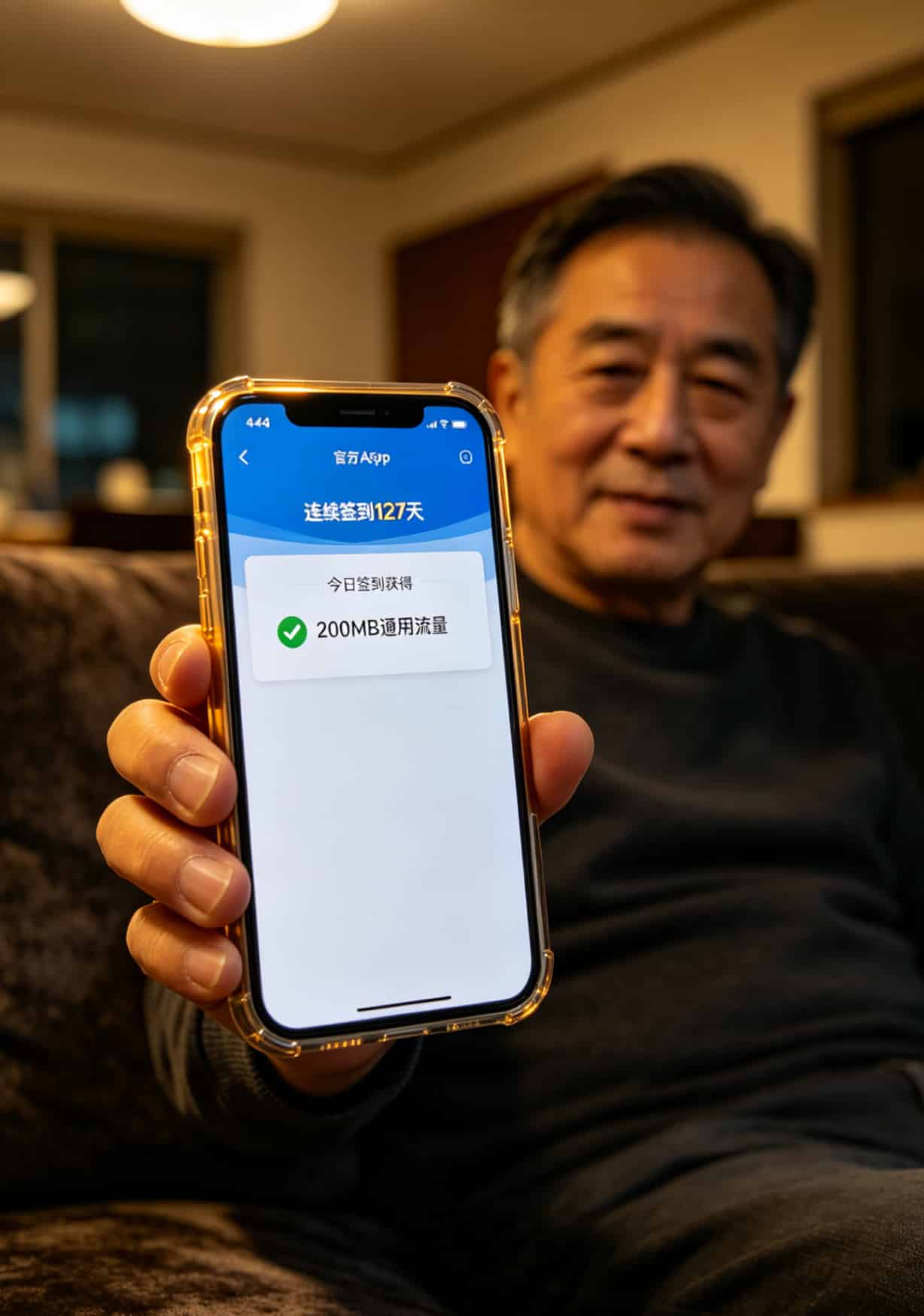 手机运营商App的签到页面截图，显示连续签到天数已达127天